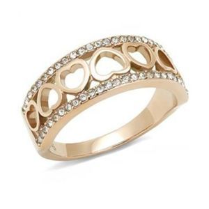Sparkly Rose Gold Open Heart Diamond Band